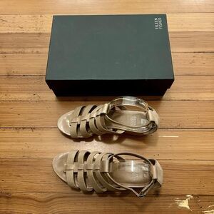 Eileen Fisher Bevy St. Linen stretch wedge sandal heels. Size 8.